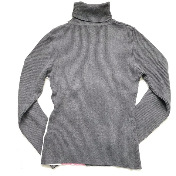 Beechers Brook Turtleneck Colorblock Shirt Raglan Sleeve Gray White Pink - Picture 3 of 7